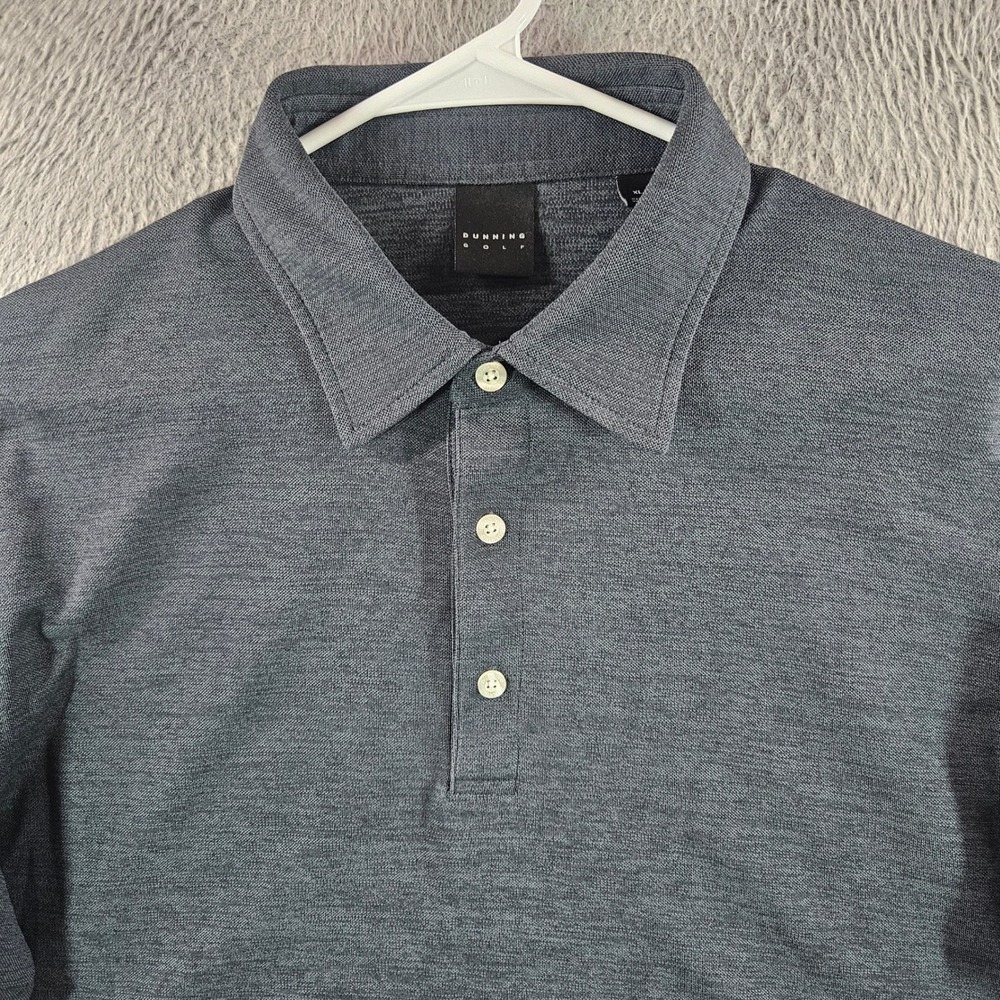 Dunning Golf Mens XL Polo Shirt Gray Heather Short Sleeve Performance USA‎ Logo